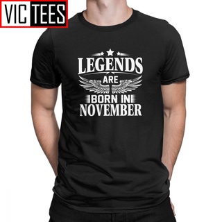 เสื้อยืดผ้าฝ้ายพรีเมี่ยม เสื้อยืดแขนสั้น ผ้าฝ้าย พิมพ์ลาย Legends Are Born In November สไตล์วินเทจ สีขาว สําหรับผู้ชาย ค