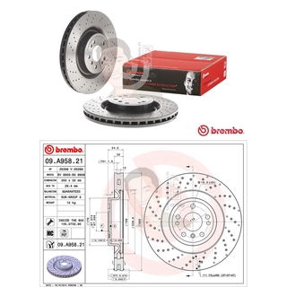 D09 A958 21 จานเบรค ล้อ F (ยี่ห้อ BREMBO) รุ่น HC/PVT Benz ML-Class W166 GLE ปี2011-2015***ราคาต่อข้าง