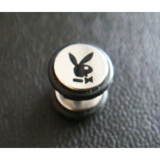 จิวหูดัมเบว จิวหู หู ต่างหูชาย ต่างหู สแตนเลส ลายกระต่าย ราคา/1ชิ้น Gothic Barbell Fake Plugs Body Piercing Jewelry