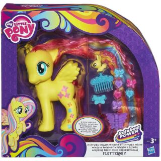 My Little Pony Styling Strands Fashion Fluttershy Rainbow Power Figure ม้าโพนี่ พร้อมอุปกรณ์แต่งผม