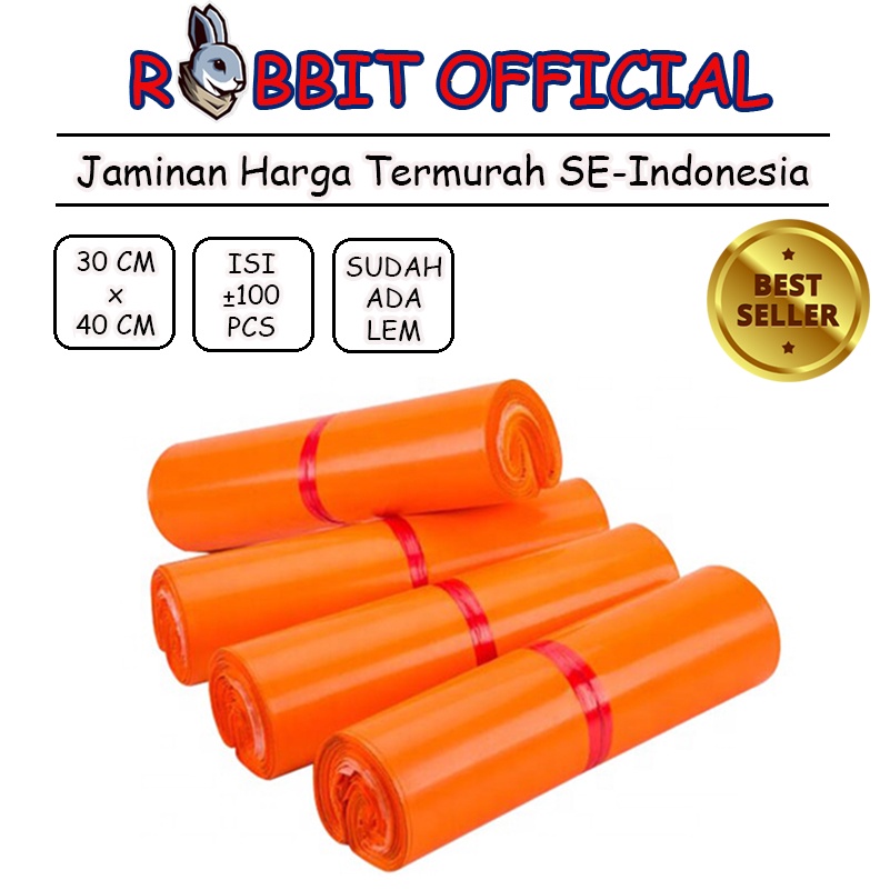 Polymailer ORANGE / ORANGE / ORANGE พลาสติกเคลือบเงา - 30x40 ..100 ชิ้น