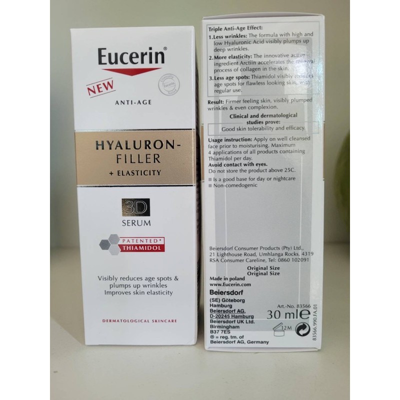 [พร้อมส่ง] exp. 06/2024 Eucerin HYALURON FILLER+ELASTICITY 3D serum/Eucerin radiance lift 3D serum ขนาด 30 ml.