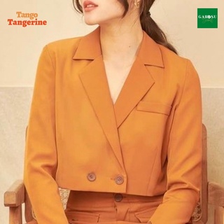 (ส่งฟรี) Garosu ✨ Bruno Blazer เสื้อสูทเบลเซอร์ครอปแขนยาว สี Brik Brown - แบรนด์ Tango Tangerine