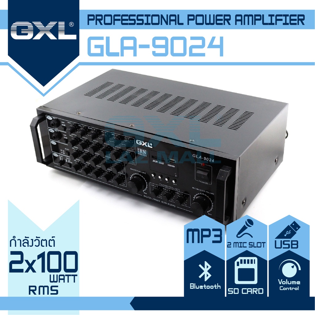 GXL เพาเวอร์ปแอมป์ รุ่น GLA-9024New (BT) กำลังขับ 100Wx2 คาราโอเกะ Power AMP เพาเวอร์มิกซ์ แอมป์ขยาย แอมป์บ้าน