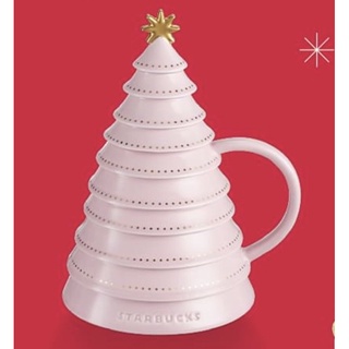 Starbucks แก้ว มัค Pink Christmas Tree with Lid Mug ขนาด 12 oz.