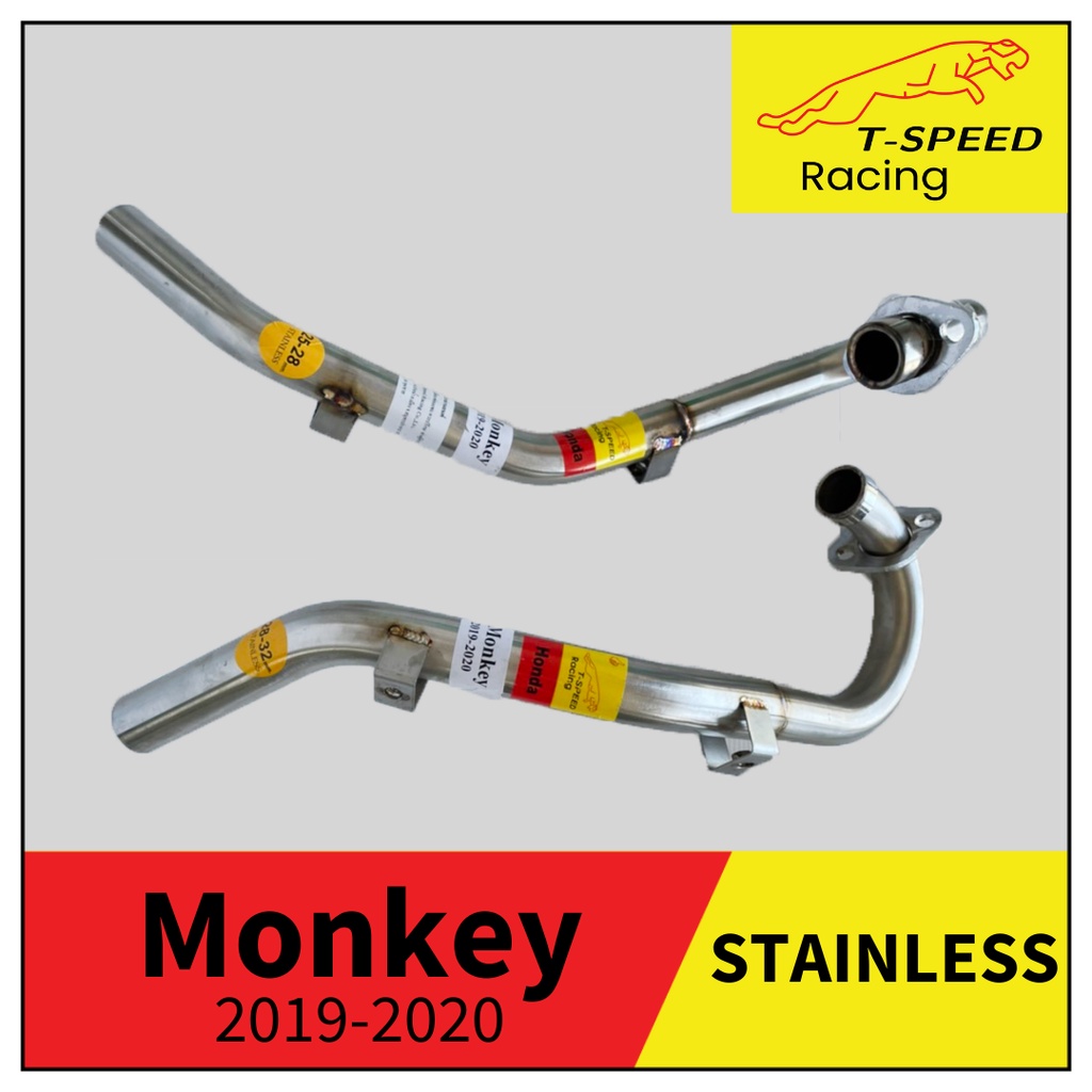คอท่อ Honda Monkey 125 2019-2020 สแตนเลส 🔩 Stainless steel แท้ เกรด 304  หนา: 1.2 มิลลิเมตร  มีขนาดให้เลือก:  Size 25-28 m.m. ราคา 900 บาท Size 28-32 m.m. ราคา 1,000 บาท