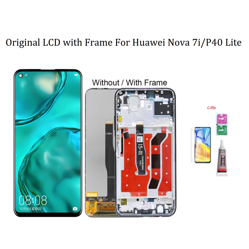 LCD กรอบสําหรับ Huawei Nova 7i P40 Lite JNY-LX1 JNY-LX2 จอแสดงผล LCD พร้อมหน้าจอสัมผัส