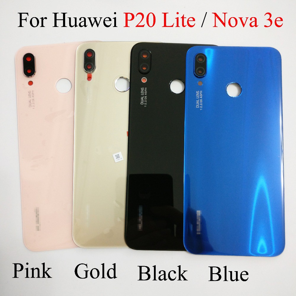 สําหรับ Huawei P20 Lite / NOVA 3E ฝาครอบแบตเตอรี่ด้านหลัง + เลนส์กล้อง NOVA 3E แผงเคสประตูหลังสําหรับ Huawei P20 Lite ฝาหลัง