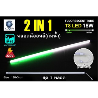 IWACHI หลอดนีออนสี ขั้วกันน้ำ 2 IN 1 พร้อมหัวปลั๊กเสียบ LED 18W สีขาว+สีเขียว