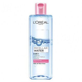 LOreal Paris Micellar Water Moisturizing 400ml. ลอรีอัล ปารีส ไมเซลล่า วอเตอร์ มอยซ์เจอร์ไรซิ่ง ลบเครื่องสำอาง