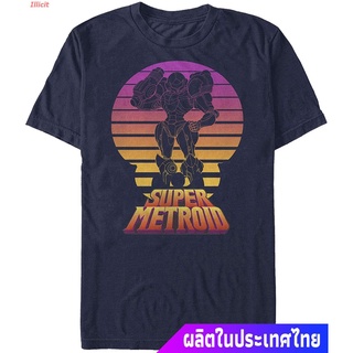 เสื้อยืดยอดนิยม Nintendo Mens Super Metroid Samus Retro Sunset T-Shirt Short sleeve T-shirtsสามารถปรับแต่งได้