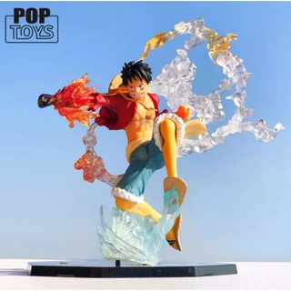 POP TOYS โมเดลวันพีช Fire Fist Luffy Battle Version ฟิกเกอร์อะนิเมะ SB5157