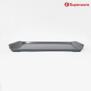Srithai Superware ถาดใส่อาหารพลาสติก ถาดเสริฟ ขนาดใหญ่ แบบสี่เหลี่ยม มีลายกันลื่น Plastic Serving Trays T-28