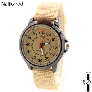 TIME Watch นาฬิกาผู้ชาย-ผู้หญิงและเด็ก สายผ้า/Nato สีเบจ ระบบเข็ม TN-B4