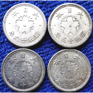 เหรียญ​ต่างประเทศ​ ญี่ปุ่น​ Japan, 10 Sen, ยุค​ Showa, ใช้แล้ว, #​1595T