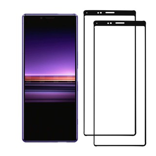 2PCS กระจก Sony Xperia 1 Tempered Glass Full Cover Screen Protector Sony Xperia 10 Plus กระจกครอบเต็ม ป้องกันหน้าจอ