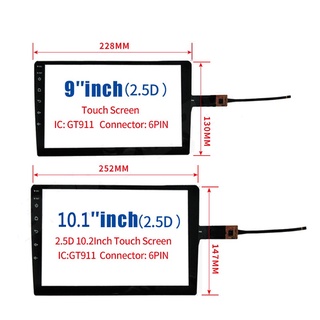 กระจกหน้าจอสัมผัส 2.5D 9 นิ้ว 10.1 นิ้ว สําหรับเครื่องเล่นวิทยุ สเตอริโอ Android