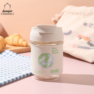 SWEEJAR  แก้วมัก บอโรซิลิเกตสูง 400 มล. พร้อมหลอดดูดหนัง แบบพกพา กันรั่วซึม ทนความร้อนสูง สําหรับนม กาแฟ