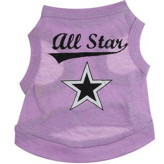 ชุดสุนัข เสื้อกล้ามน้องหมาน้องแมว สีม่วง ลาย All star