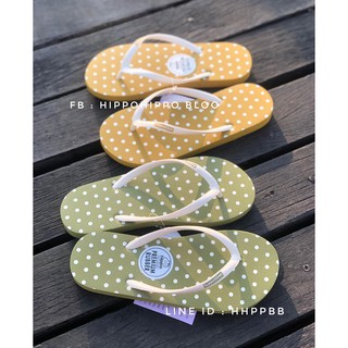 จุด สีเหลือง และ เขียว พาสเทล Yellow Pastel Dot Hippo shoe รองเท้าแตะฮิปโปบลู No.36-37-38-39-40