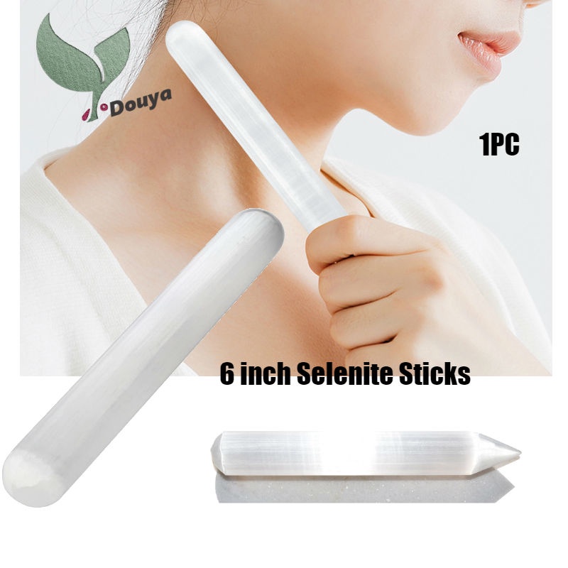 Selenite Sticks หินรักษาคริสตัลสีขาวเพื ่ อการทําความสะอาดพลังงาน , การทําสมาธิ , Reiki, Intuition Collection