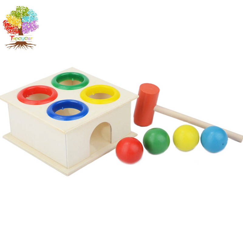 Treeyear Wooden Hammering Box ของเล่นสําหรับเด็กเพื่อการศึกษา