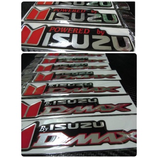 สติ๊กเกอร์เทเรซิ่นนูนอย่างดี คำว่า POWERED by ISUZU DMAX by ISUZU D-MAX ติดรถ แต่งรถ อีซูชุ sticker