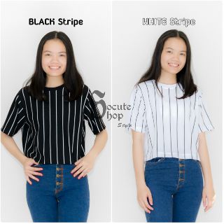 BLACK &amp; WHITE Stripe Sport Crop