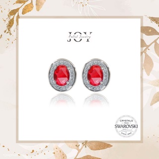 [Joy outlet] Red Light Earrings ต่างหูทรง Oval ประดับคริสตัลจาก Swarovski แท้ 100%