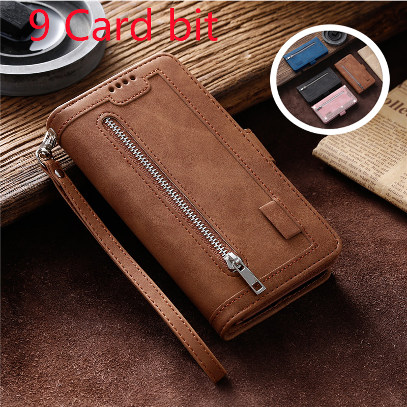 เคสหนัง Huawei P40 P30 Lite Pro Fashion Retro Full Protection Flip 9 ช่องใส่การ์ด Hand lanyard Walle