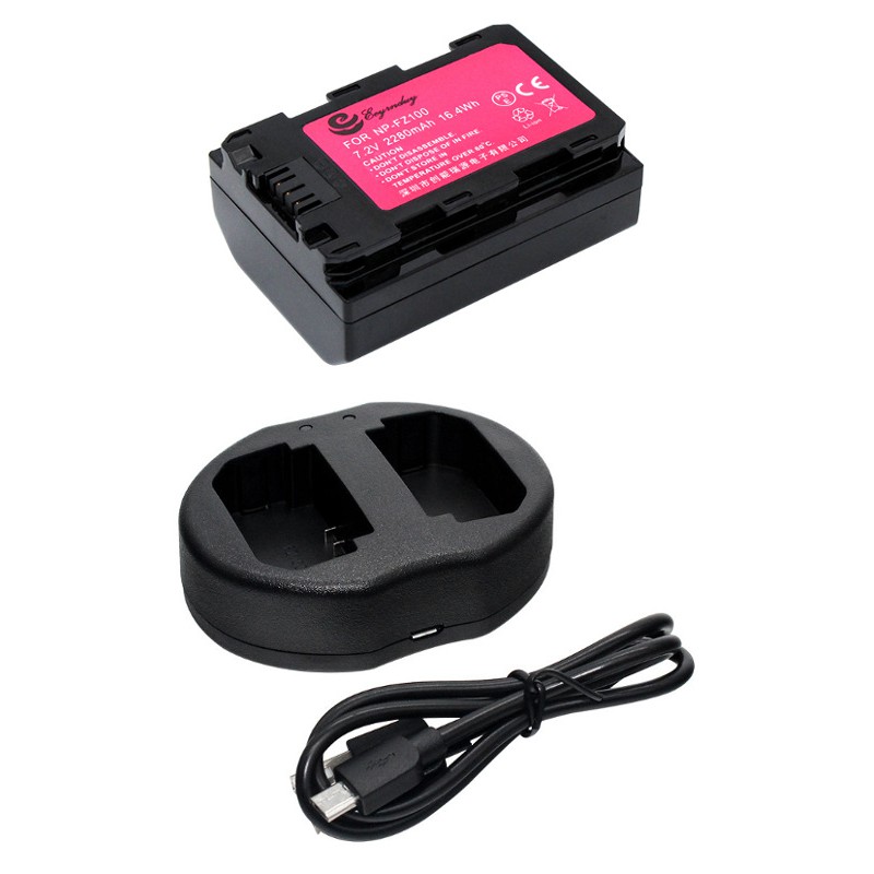 Sony NP-FZ100 Battery and USB Dual Charger for A7IV A7CII A7CR A7R5 A7S3 A1 A9 A9R A9S A6700 FX3 ZV-