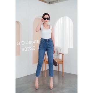 กางเกงยีนส์ ทรงบอยสลิม สีเข้ม ไม่แต่งขาด GD90230