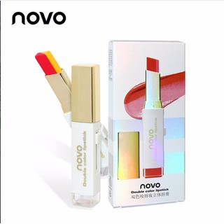 HOT ! NOVO Double Color Lipstick โนโว ลิปทูโทน ลิปสติก ทูโทนลิป 2 เฉด  2 สี 2 เนื้อสัมผัส สีสวย no.5095