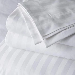 ปลอกหมอนโรงแรม 300 เส้น/ตารางนิ้ว ลายริ้ว/เรียบ Cotton 100% สีขาว Blue Sleep