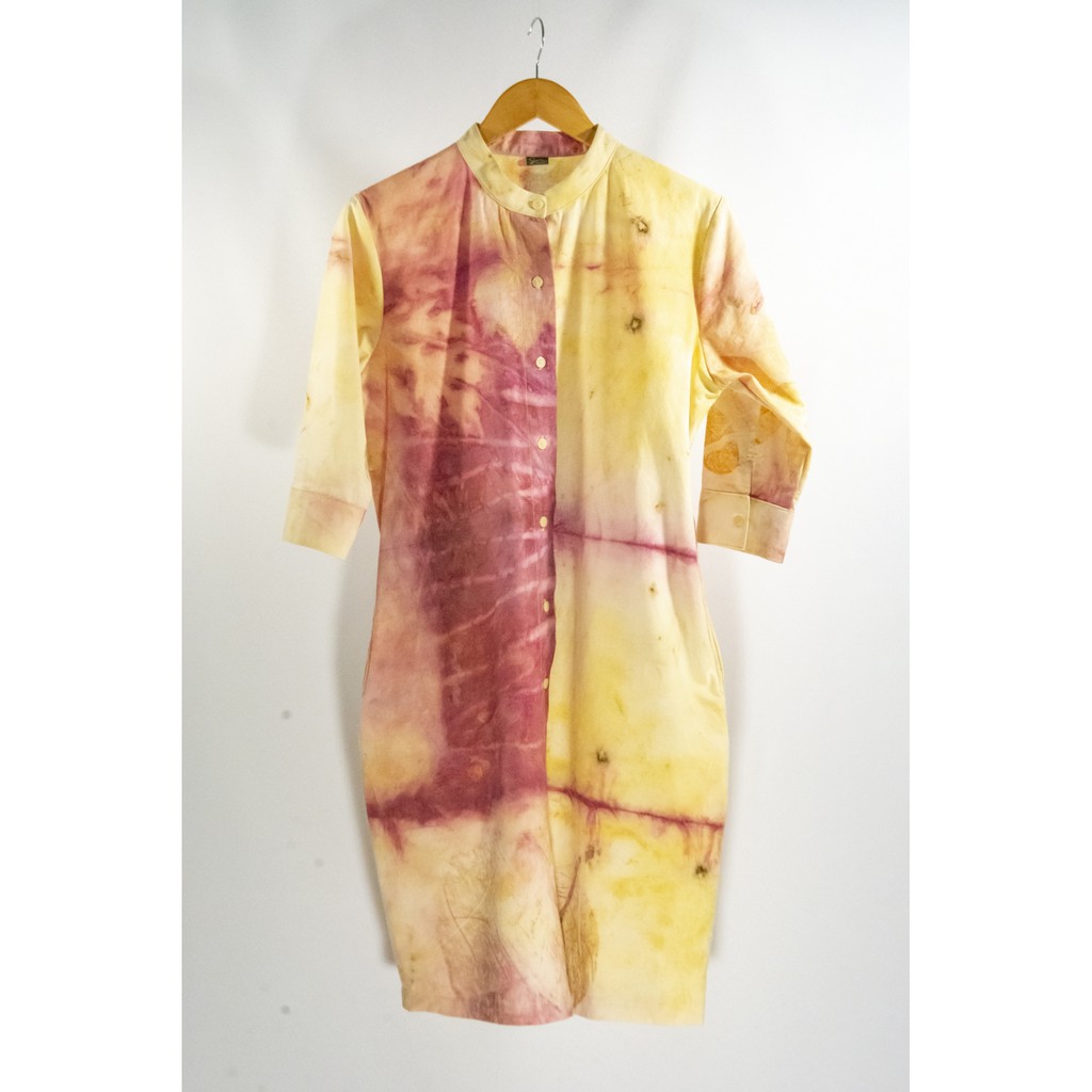 Suntree ชุดเดรสยาว คอจีน Eco Print