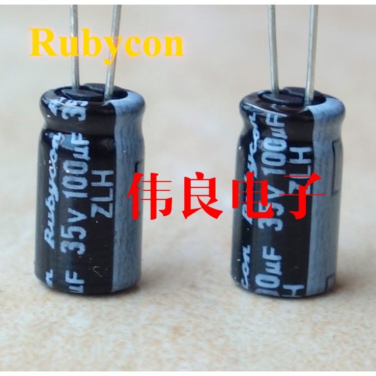 100uF 35V zlh series ruby Rubycon ตัวเก็บประจุความถี่สูงความต้านทานต่ํา electrolytic Capacitor นําเข