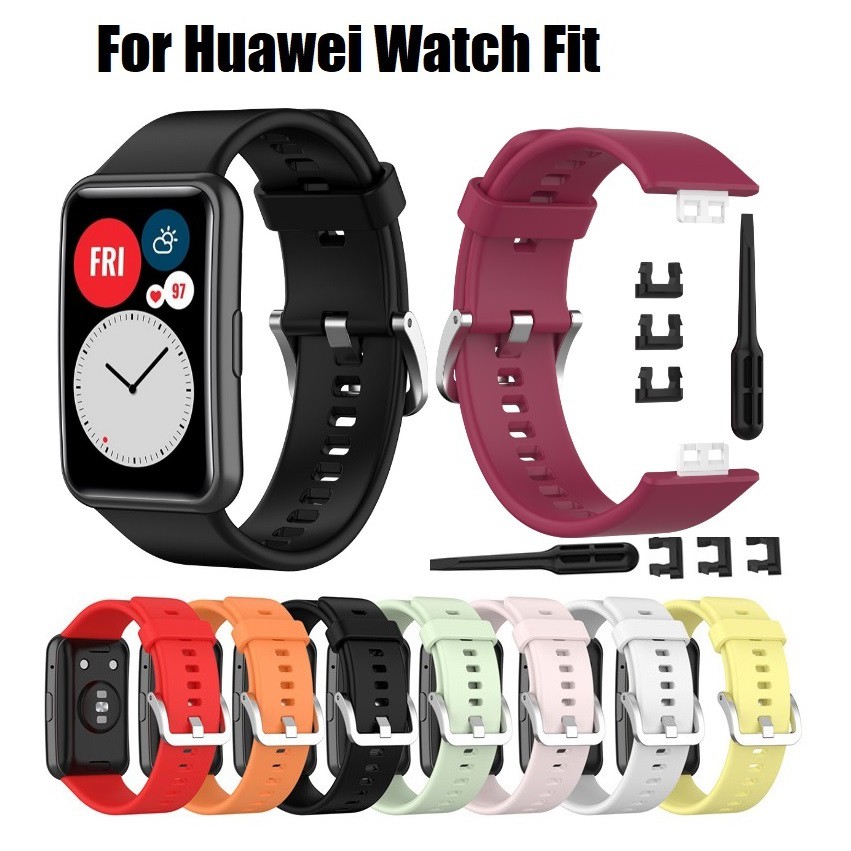 สายนาฬิกา huaweiwatch fit Strap Soft Silicone Band For fit watch Bracelet Wrist Watchband With Tool สาย huawei watch fit