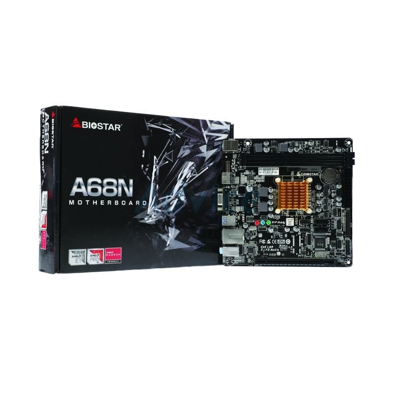 MAINBOARD BIOSTAR A68N-2100K + CPU AMD E1-6010 (DUAL-CORE) เมนบอร์ด ประกัน 3Y
