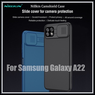 Nillkin เคสโทรศัพท์มือถือ สำหรับ Samsung Galaxy A22 / เคสซัมซุง A22 5G Case Camshield กับ แบบสไลด์ กันกล้อง PC หรูหรา สีดำ สีฟ้า แข็ง ปลอก