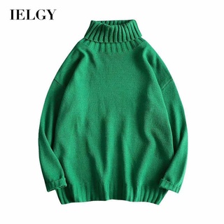 Ielgy เสื้อกันหนาว คอเต่า แขนยาว สีพื้น สไตล์เกาหลี เรียบง่าย สําหรับผู้ชาย