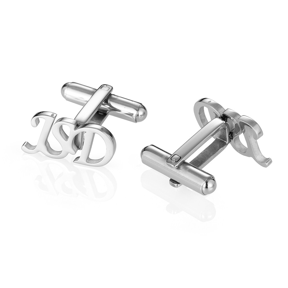 ส่วนบุคคลบุรุษชื่อเสื้อ Cufflinks แกะสลักที่กําหนดเองเริ่มต้นสแตนเลส Cufflink ปุ่มงานแต่งงานตัวอักษร
