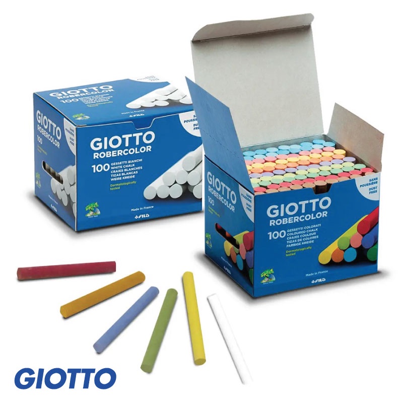 ชอล์คเขียนกระดานไร้ฝุ่น แพ็ค 100 แท่ง (GIOTTO Dust-Free Blackboard Chalk)