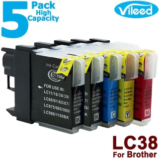 [สต็อกประเทศไทย]5 Pack LC38 Ink Print Cartridge for Brother DCP-145C DCP-165C DCP-195C DCP-375CW MFC-250C MFC-255CW