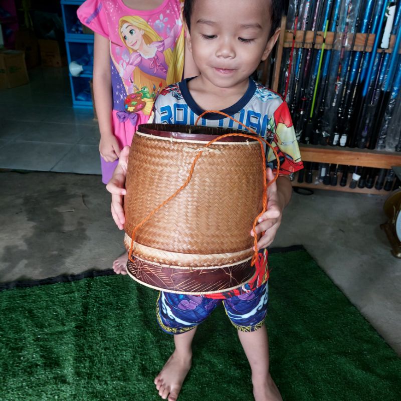 กระติ๊บข้าว กล่องข้าวเหนียว ติ๊บข้าว ขนาด7นิ้ว (แถมฟรีผ้าขาวรอง) ติ๊บใส่ข้าวเหนียว