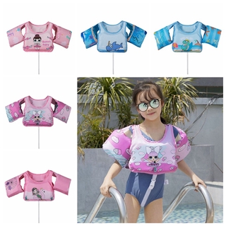 2-6 Years Kids Boys Life Jacket and Swimming Arm Ring Cartoon Mermaid Blue Pink Baby Girl Buoyancy Vest Foam Buoyancy Suit