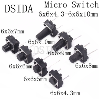 ปุ่มกดสวิตช์ 2pin 6x6x4.3 5 6 7 8 9 10 มม. 6x6x4.3 มม. 6x6x5 มม. 6x6x6 มม. 6x6x7 มม. 6x6x8 มม. 6x6x9 มม.