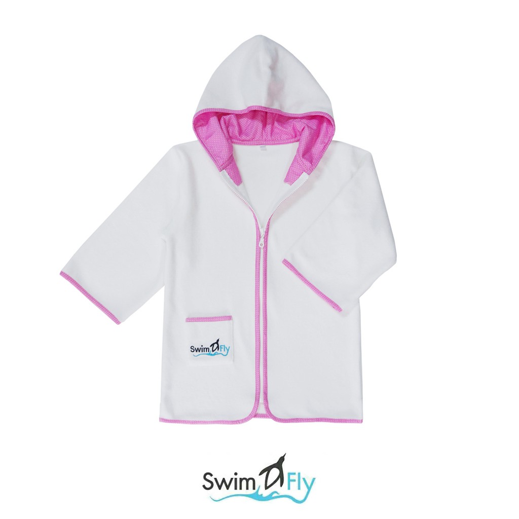 ชุดคลุมหลังว่ายน้ำแขนยาว, SwimFly Hooded Swimming Robe (Pink)