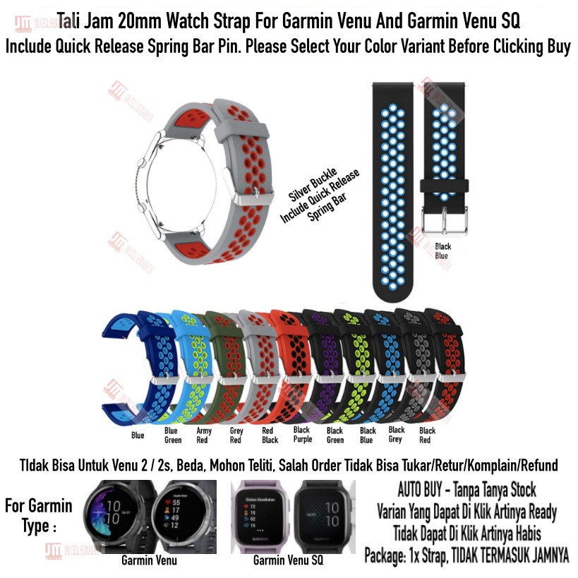 สายนาฬิกา Nsb 20mm Garmin Venu/Venu SQ - Rubber Sporty Silicone