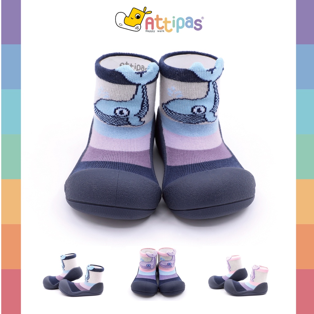 รองเท้าหัดเดิน Attipas - รุ่น Whale - [สี : Pink,Sky] [รุ่น Standard]