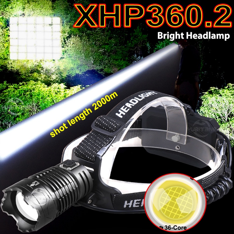 ไฟฉายสวมศีรษะ LED XHP360 พลังงานสูง สว่างพิเศษ ใช้งานกลางแจ้ง